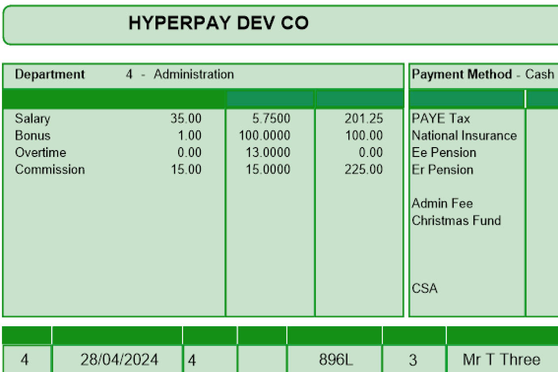 Example Sage Payslip